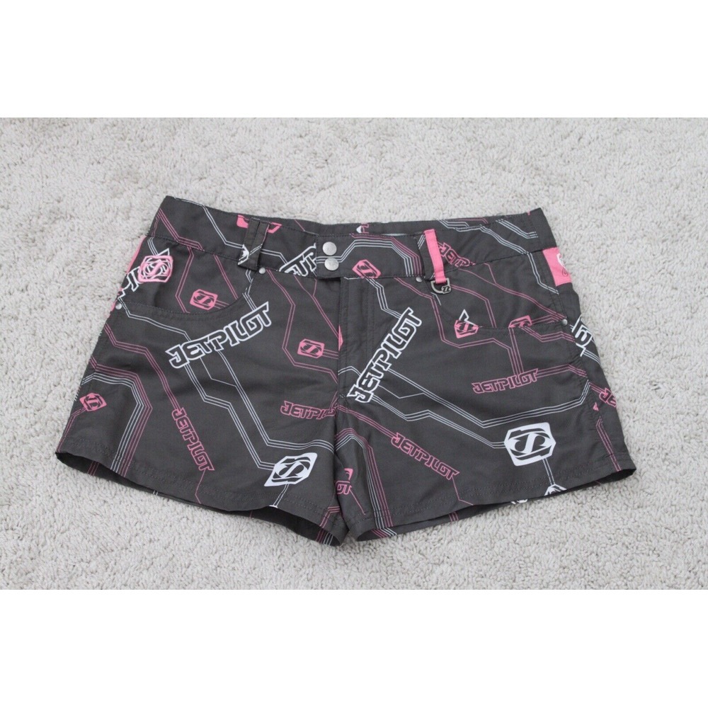 Jetpilot Juniors Womens Board Swim Shorts Pockets Gray Pink Size 7
